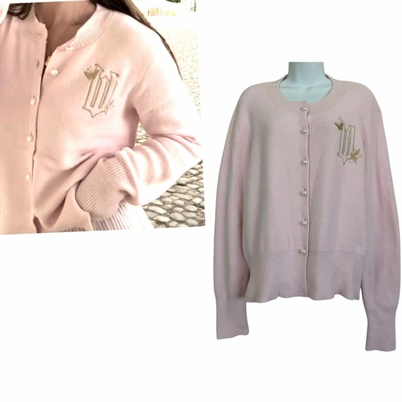 Wicked Sweaters - WICKED Paul Tazewell Soft Pink Glinda Button Front Cardigan Sweater Size X-Large